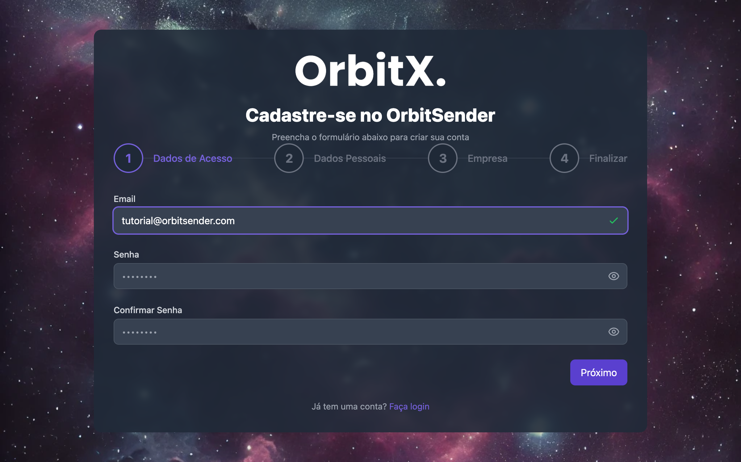 Campo de email preenchido