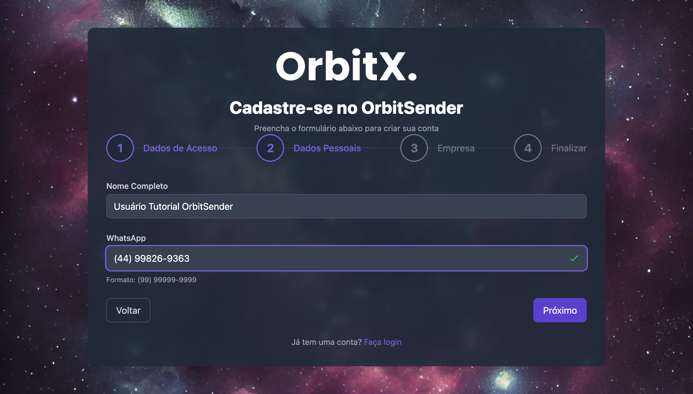 Etapa 2 completa - Dados Pessoais preenchidos