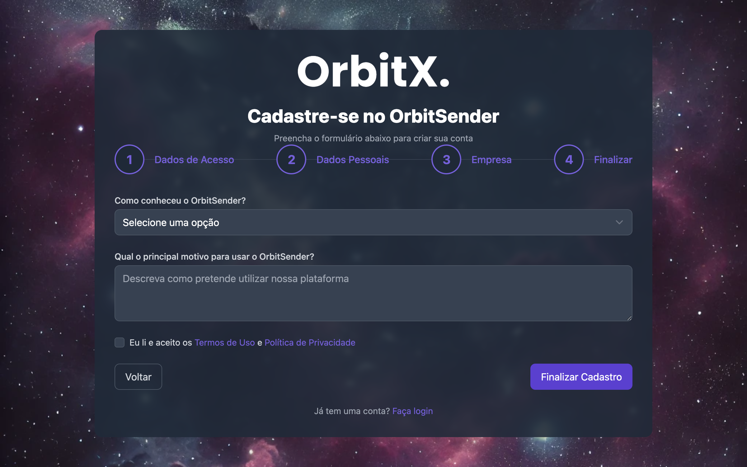 Etapa 4 - Finalizar cadastro