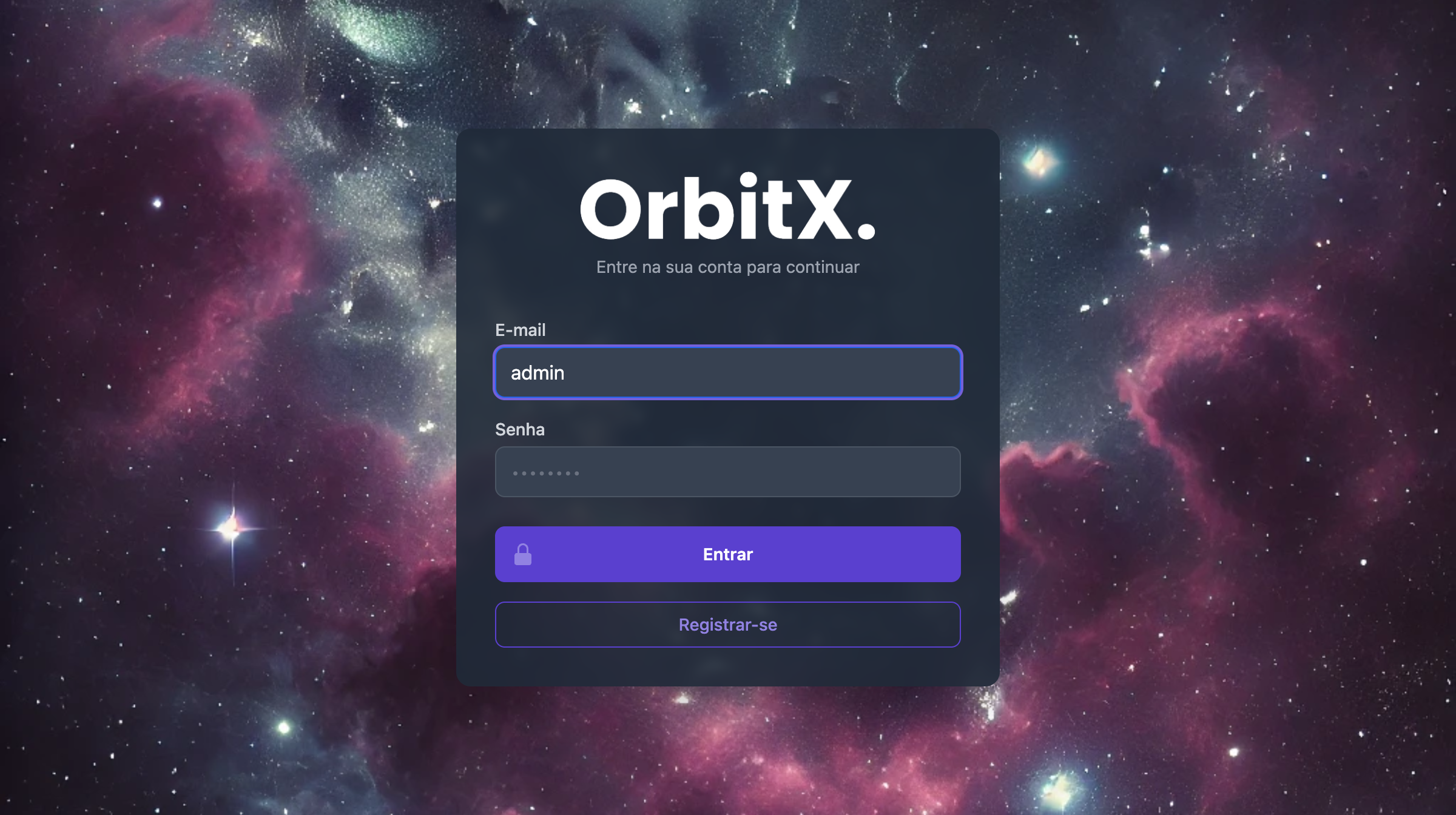 Página de login do OrbitSender