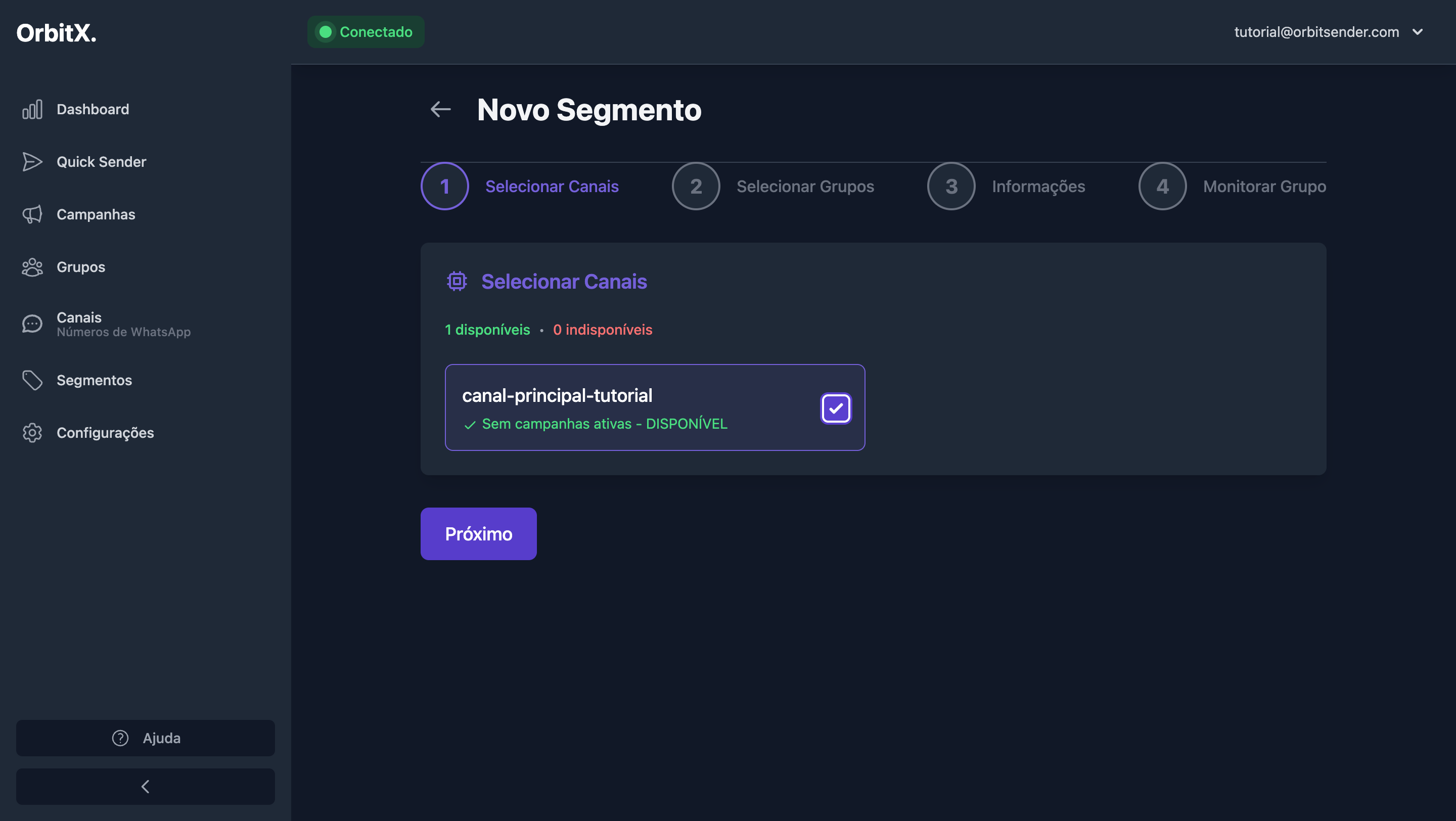 Tela de sincronização de grupos